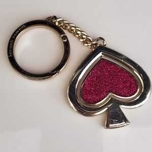 Kate Spade Shimmy Glitter Swivel Key Fob Keychain Pink Silver Tone Hardware